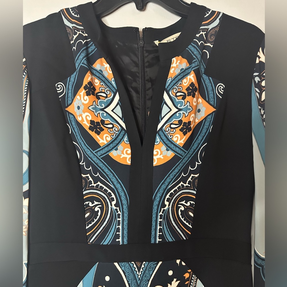 ETRO Paisley Print V-Neck Bohemian Shift Dress - Picture 6 of 8